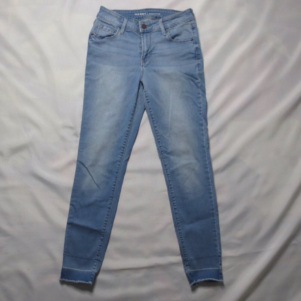 OLD NAVY womens JEANS light blue DENIM rockstar STRETCH mid-rise SKINNY size 2